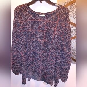 CJ Banks 3x Black geometric design long sleeve T-shirt